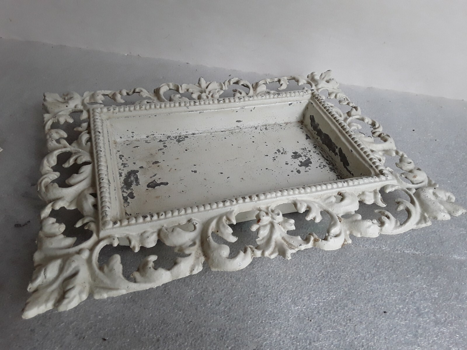 Original antique hall tree umbrella drip pan Vintage cast metal coat