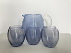 Art Deco Czech Spun Threaded Lilac/Blue Glass Pitcher with Tumblers — photo 7