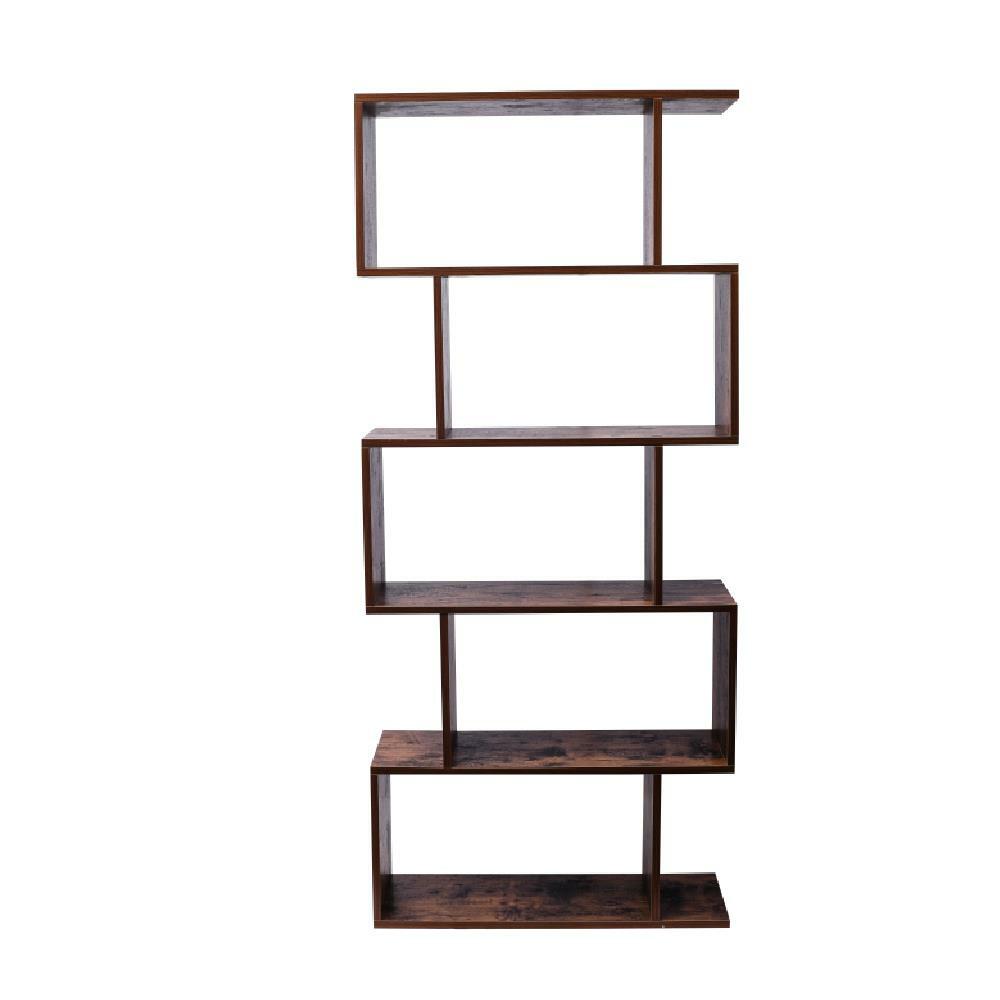 5 Tier SShaped Bookcase ZShelf Style Storage Display Modern Bookshelf Wooden eBay