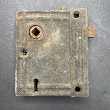 Antique c1890s Door Knob Mechanism Hardware Handle Forged Steel Victorian C01