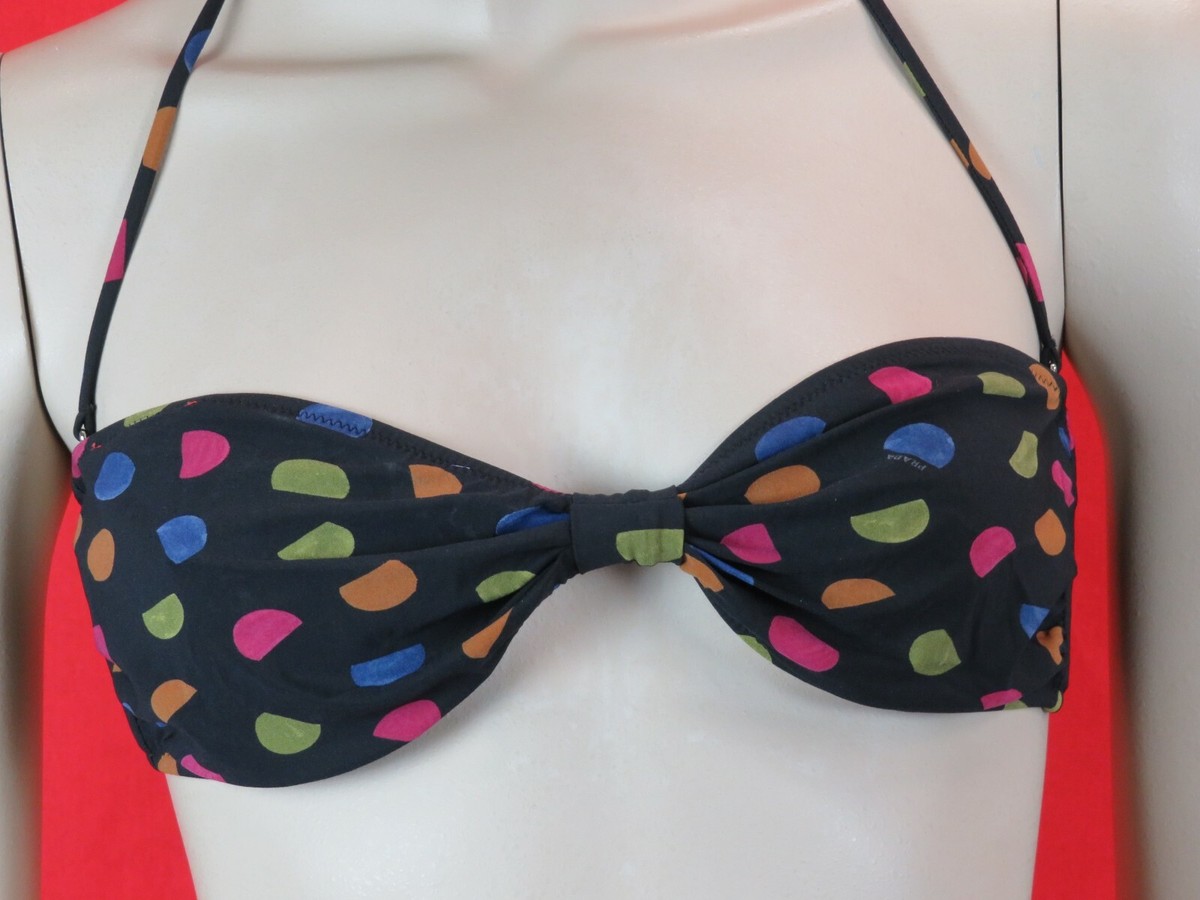 NEW PRADA BLACK MULTI POLKA DOT NYLON LOGO HALTER STRAP 2