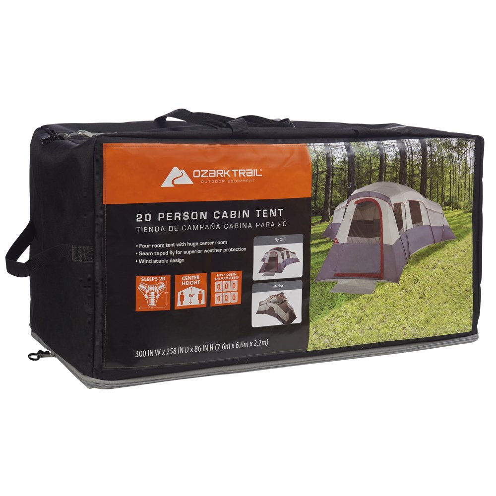 Jumbo 4-Room Cabin Tent 20-Person with Mud Mat Removable Dividers