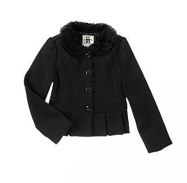 Gymboree $59 CITY KITTY Black Faux Fur Pleated Dress Coat Jacket Medium 7/8 NWT - Picture 1 of 2