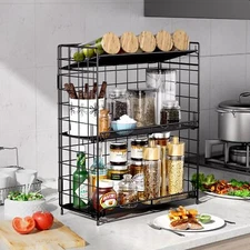 Spice Rack Organizer 3 Tier Adjustable Height Spice Rack Installation Free Fo...