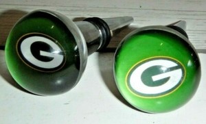 2 Glass Ball Top Green Bay Packers Wine Bottle Stoppers Ebay