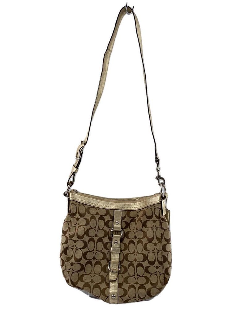 COACH Shoulder Bag Canvas BEG Total Pattern F14446