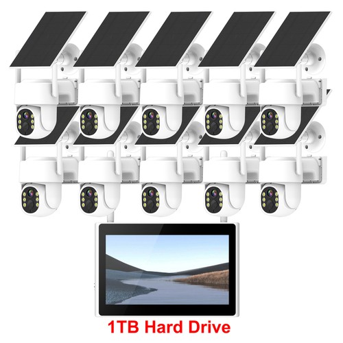 10 Solar Powered PTZ Dome Cameras Home Wireless Security System with Monitor Out - Picture 13 of 14