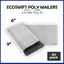 20 6x9 EcoSwift Poly Mailers Plastic Envelopes Shipping Mailing Bags 2.35MIL