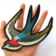 2pcs Swallow Embroidered Iron on Bird Cloth Patch Bag Dress Decoration Applique