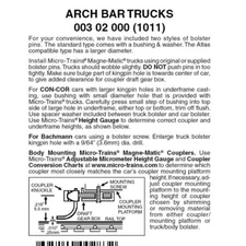 Micro Trains ~ N Scale ~ Archbar Trucks ~ No Couplers ~ 1 Pair ~ 00302000