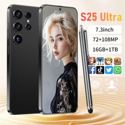 S25 Ultra Smartphone Unlocked Android 13 16+1TB 7.3'' 72+108MP 8000mAh Dual SIM