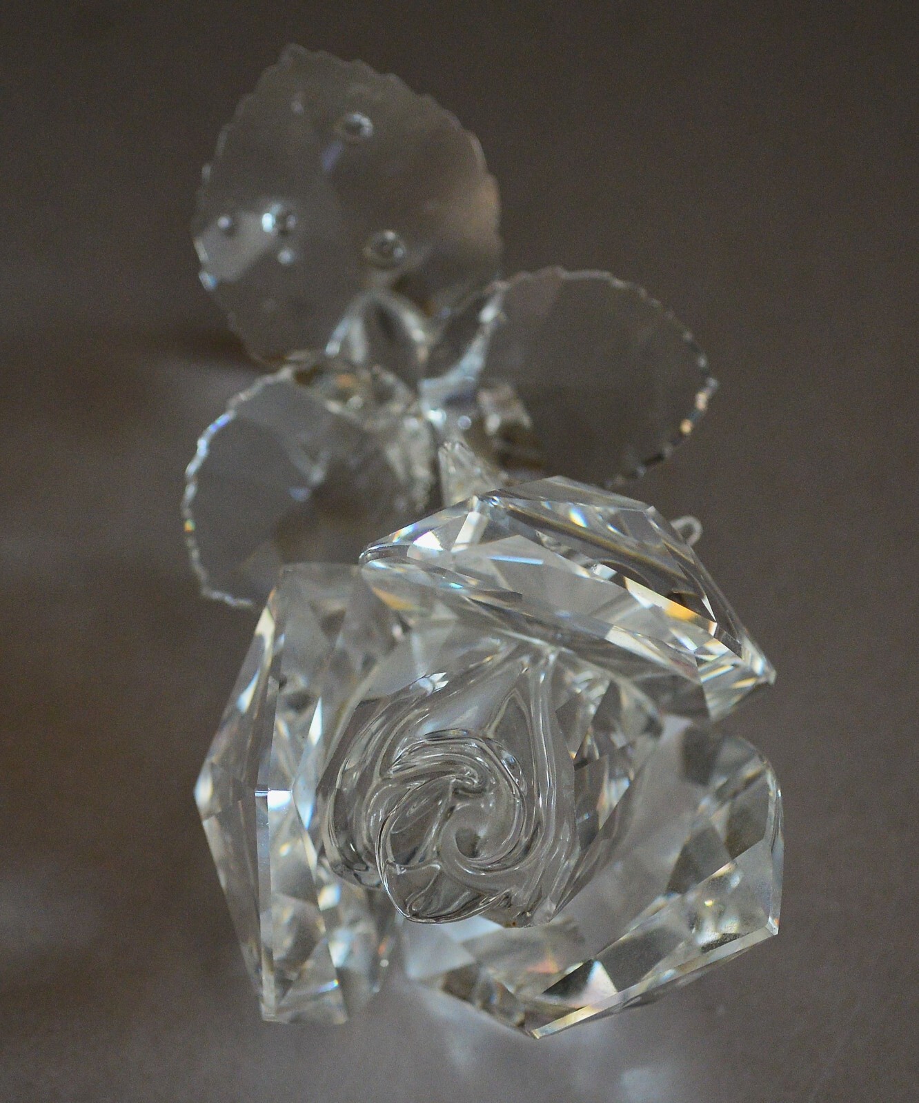 Swarovski Clear Crystal Rose Ornament Good condition no chips Cracks or