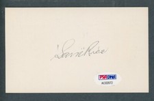 Sam Rice Signed Index Card PSA/DNA Certified Authentic Autograph AC02072
