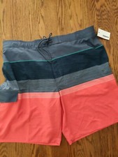 Sonoma men's size XXL swim trunks multicolor colorblock elastic tie waist NWT