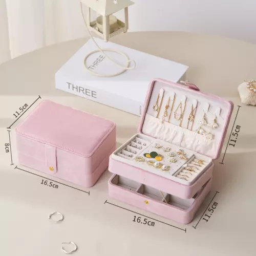 2 Schichten Schmuckkästchen Organizer Große Kapazität Ring Ohrring Halskette Aufbewahrungsbox - Bild 7 von 34