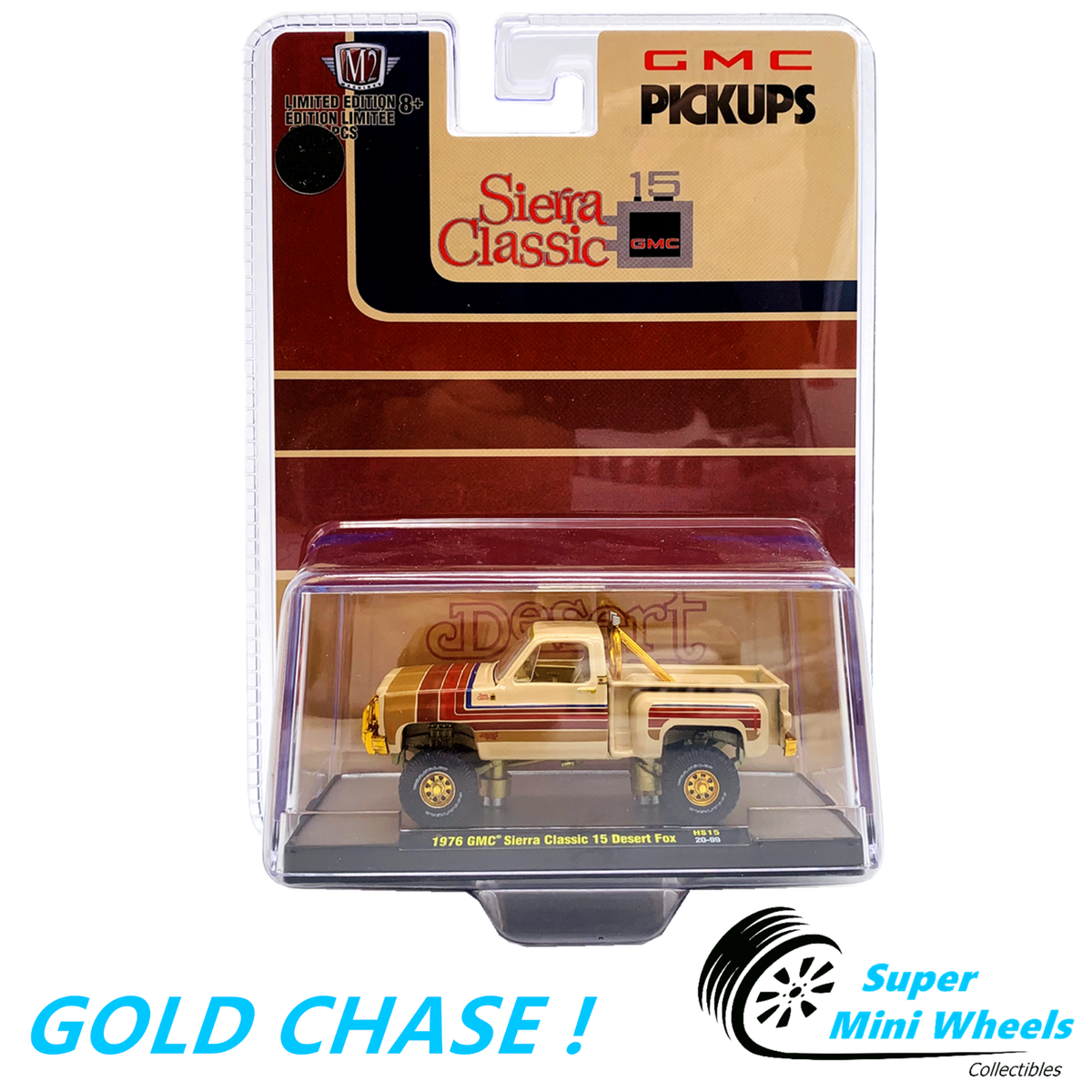 GOLD CHASE ! M2 Machines 1:64 - 1976 GMC Sierra Grande 15 Desert