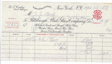 Factura 1906, Pittsburgh Plate Glass Company, Nueva York, Mr. Peck, Cortland