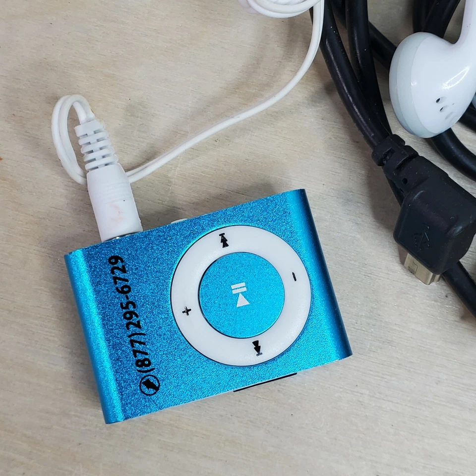 Reproductor MP3 verde azulado mini clip soporte ranura micro SD incluye auriculares coche carga co Foto 2 de 4