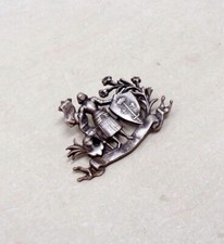 Broche Ancienne Jeanne D'Arc En Argent - Début XXe - Motif Religieux