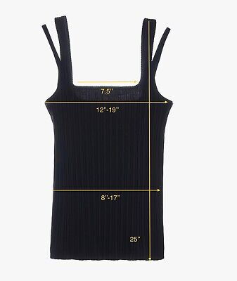 Helmut Lang Square Neck Double Strap Cotton Ribbed Black Helmut Lang Square Neck Double Strap Cotton Ribbed Black