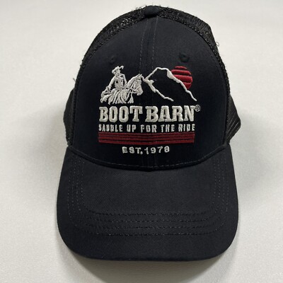 Boot Barn Trucker Hat Cap Men s Black Mesh Snapback Saddle Up For The Ride