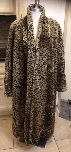 Vnt Women J. Percy Marvin Richards Leopard Faux Fur Long Coat Sz M/L