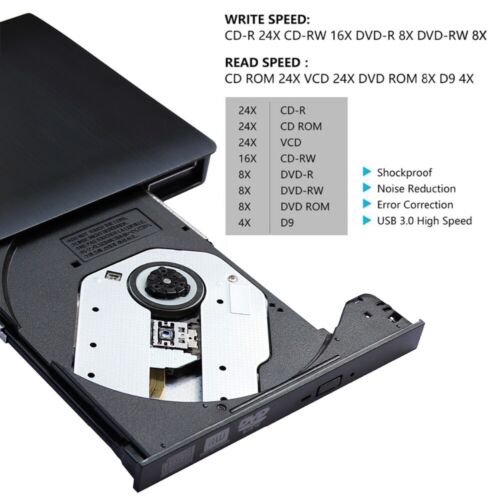USB 3.0 External DVD CD Writer Reader Player Optical Drives for Laptop Computer - 第 4/9 張圖片