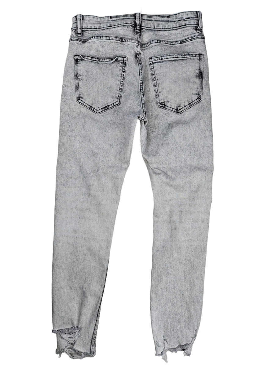 Zara Jeans Mens Size 30 White Acid Wash Distressed Raw Hem