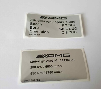 W124 E60 500E E60 neu original 2x Aufkleber Motor Zündkerzen E60 500E 6.0 AMG