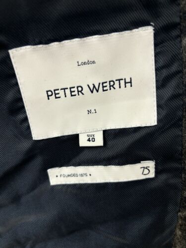 PETER WERTH Holloway Cut Wool Rich Blazer Jacket 40” Grey Blue Check Windowpane - Imagen 21 de 24