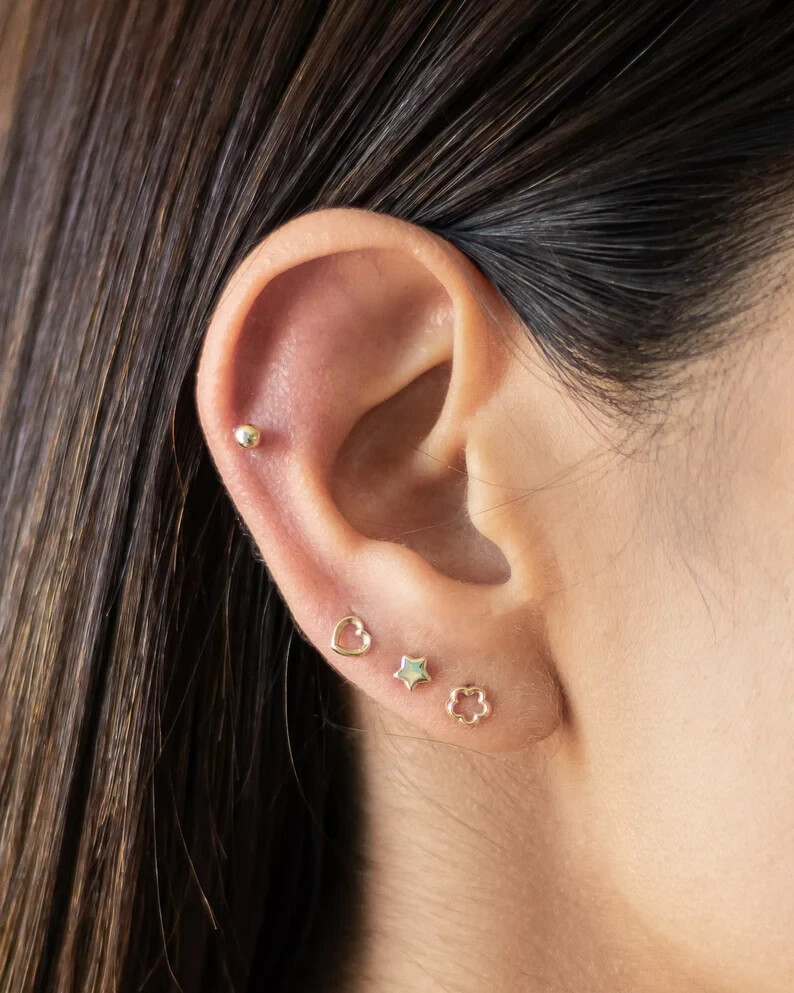 14k White Gold Finish Mix & Match Earrings, Screw Back Ear