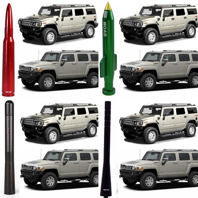 Black wth Red Tp 50 Cal Bullet Antenna for Hummer H2 and H3 Bllet