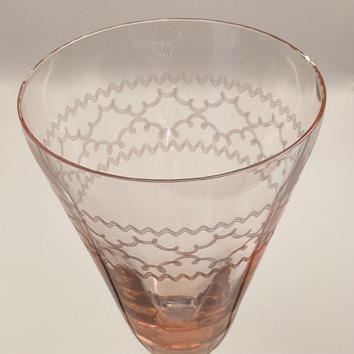 Fostoria Pink Rose Water Goblets 3 Eilene #5082 Elegant Glass 1928-32 Etch No 82 - Picture 11 of 22