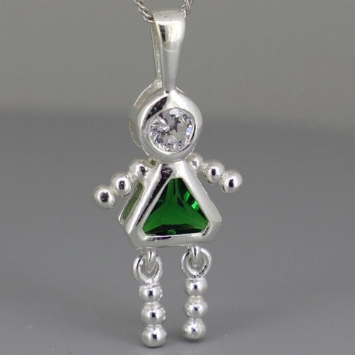 Sterling Silver GEM BEAD BABY CHARM Emerald Green Stone May Brand New - Picture 3 of 7