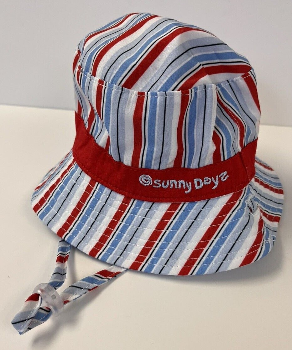 Sunny Dayz Infant Sun Hat Reversible Bucket Hat Size 44cm Age 0-4m Wind Cord