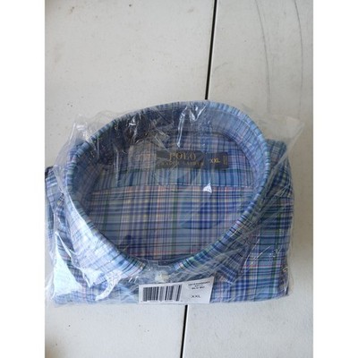 Polo ralph lauren xxl long sleeve plaid button up blur NEW