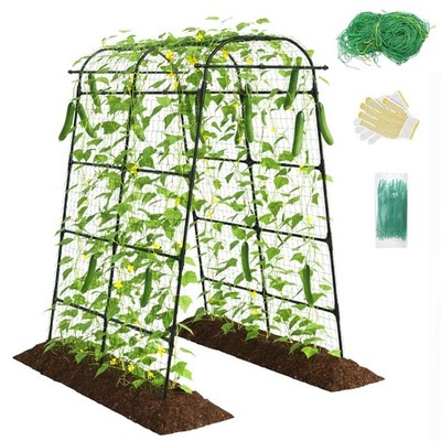 7Ft Garden Arch Trellis for Climbing Plants Outdoor, Heavy Duty Coated Metal ...