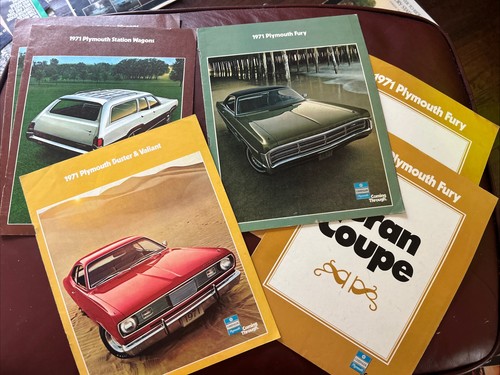 1971 Plymouth Fury Duster Valiant Station Wagon Grand Coupe - 6 Sales Brochures