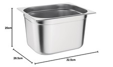 Vogue K932 Edelstahl 1/2 Gastronorm Pfanne 12Ltr/200mm - XL LARGE - BRANDNEU