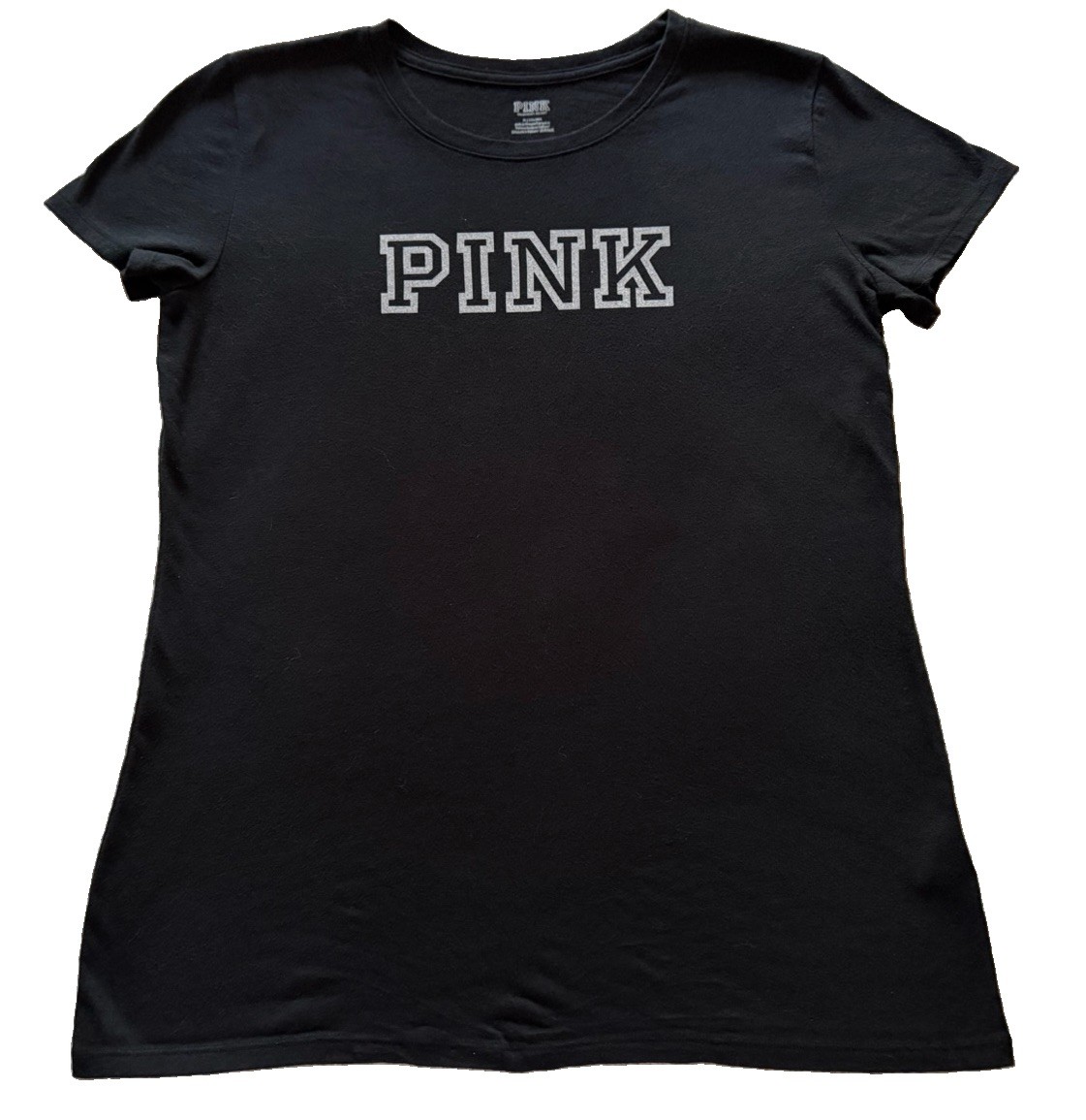 🩷Victoria’s Secret PINK Logo Short T-Shirt-Black-Size M🩷