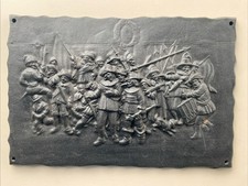 Gusseisen-Wandrelief Landsknechte Nach Rembrandt Gießerei Schebeck Um 1900