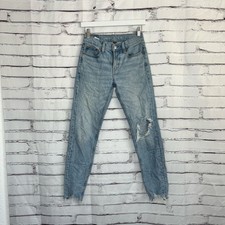 American Eagle  90s Skinny Stretch Jeans Women  s 00 Distressed Light Wash Denim