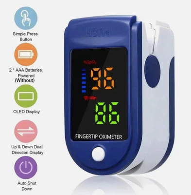 Heart Rate Monitor Oximeter Blood Oxygen SpO2 Finger Pulse Saturation Meter UK..