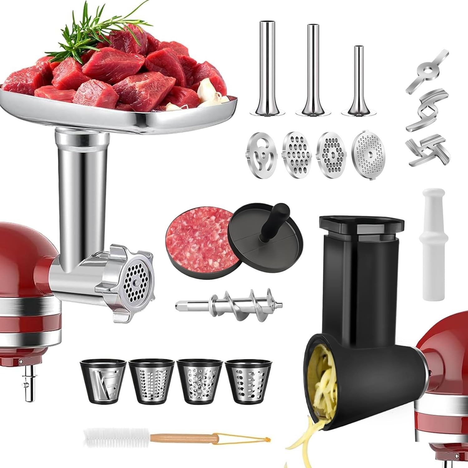 2 Set Meat Grinder & Cheese Grater Attachment for KitchenAid