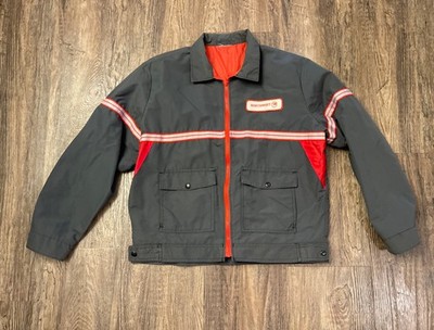 VTG Northwest Airlines Jacket Men L Gray Bomber Reflective Stripe Union Workwear