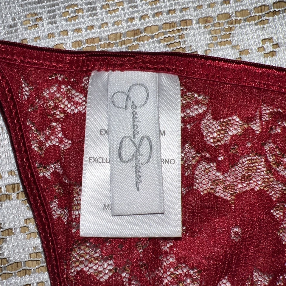 Bragas de tanga Jessica Simpson roja malla 90 % nailon 1 par talla S pequeñas Foto 4 de 4