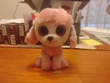 Ty Beanie Boo 6-inch Princess the Poodle Pink Solid Eyes Stuffed Plush