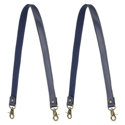 2Pcs Leather Strap 23.6'' With Bronze Lobster Buckles, Navy Blue