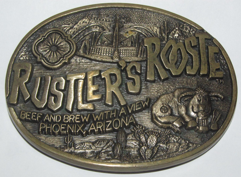 Rustler's Rooste Beef & Brew w/ a View Phoenix, Arizona Solid Brass Belt Buckle
