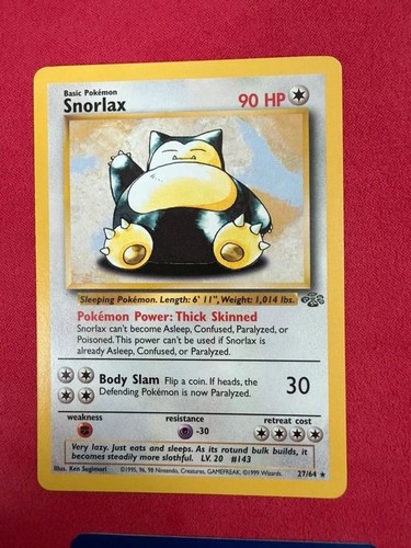 Snorlax 27/64 Jungle Non-Holo Rare Unlimited WOTC Pokémon Card